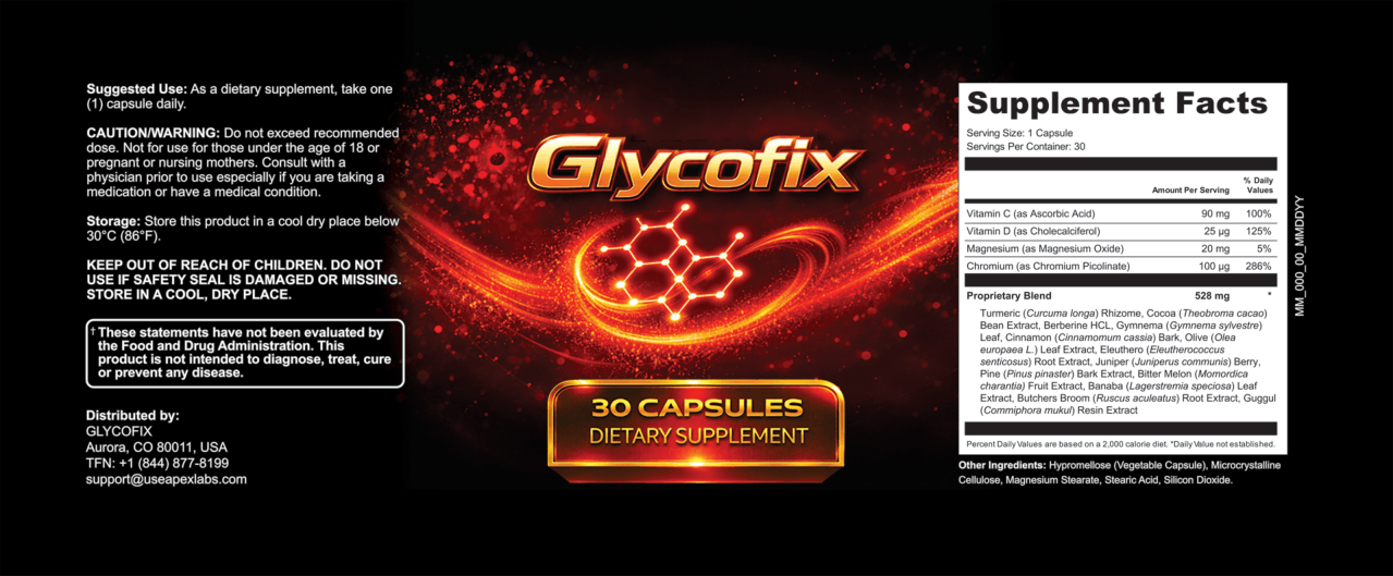 GlycoFix Supplement Facts Label
